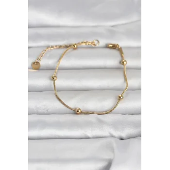 316L Çelik Gold Renk Top Zincirli Kadın Bileklik