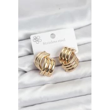 316L Çelik Gold Renk Vintage Kadın Küpe