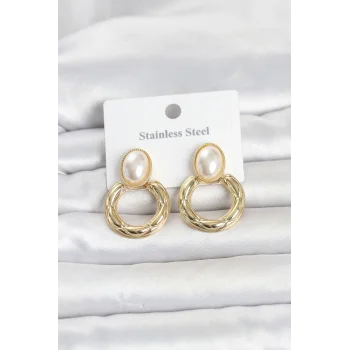 316L Çelik Gold Renk Vintage Model Kadın Küpe