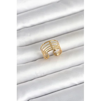 316L Çelik Gold Renk Vintage Model Kadın Yüzük