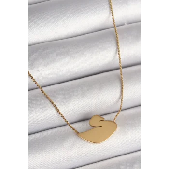316L Çelik Gold Renk Zincir Kuğu Model Kadın Kolye
