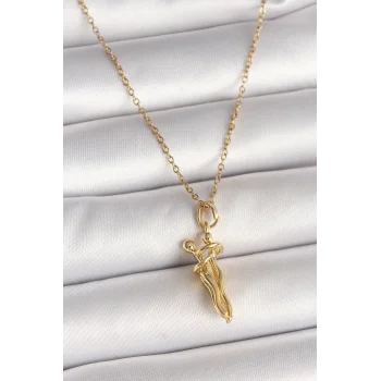 316L Çelik Gold Renk Zincir Sarılma Model Kadın Kolye
