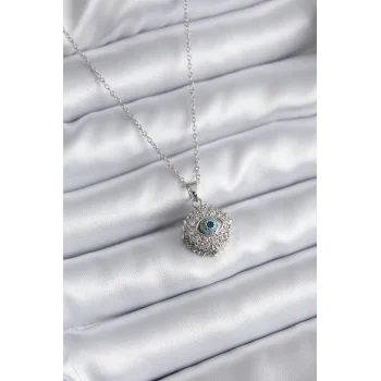 316L Çelik Gold Renk Zirkon Taşlı Göz Model Kadın Kolye