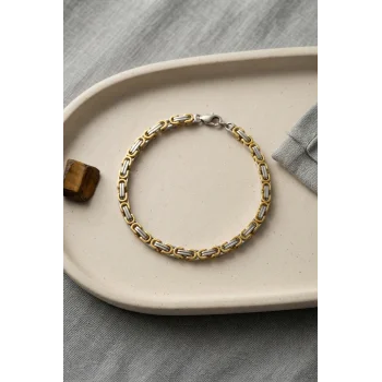 316L Çelik Gold ve Gümüş Kral Zincir Model Erkek Bileklik