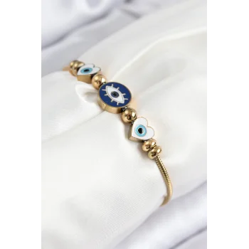 316L Çelik Göz Charm Model Gold Renk Kadın Bileklik