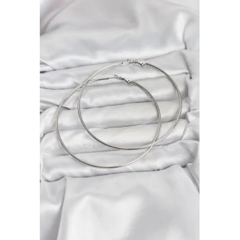 316L Çelik Gümüş Renk 75 mm Halka Küpe