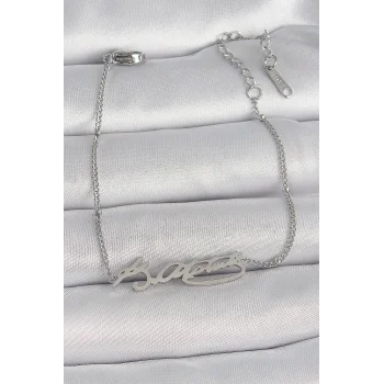 316L Çelik Gümüş Renk Atatürk İmza Model Kadın Bileklik