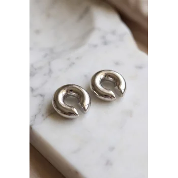 316L Çelik Gümüş Renk Çiftli Earcuff Küpe