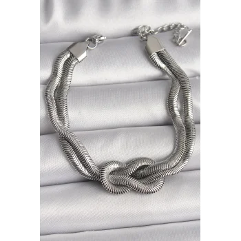 316L Çelik Gümüş Renk Düğüm Model Kadın Bileklik