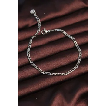 316L Çelik Gümüş Renk Kuş Gözü Erkek Zincir Bileklik
