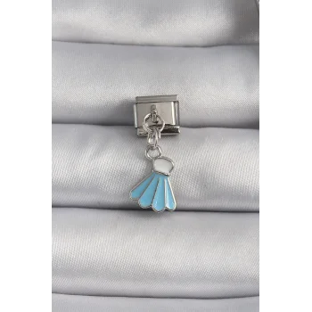 316L Çelik Gümüş Renk Mavi Renk Sallantı Elbise Model Nomination Charm