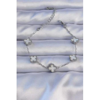 316L Çelik Gümüş Renk Sedefli Baby Boy Yonca Model Bileklik