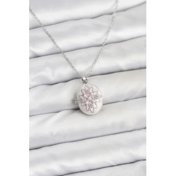 316L Çelik Gümüş Renk Pembe Lotus Model Kadın Küpe