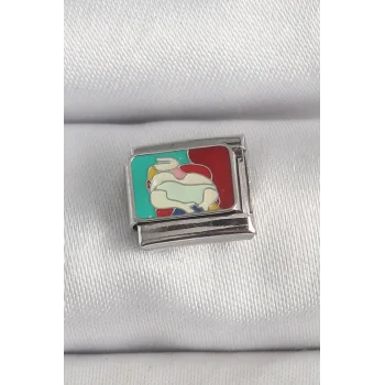 316L Çelik Gümüş Renk Renkli Portre Model Nomination Charm