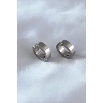 316L Çelik Gümüş Renk Sıkıştırmalı Erkek Küpe