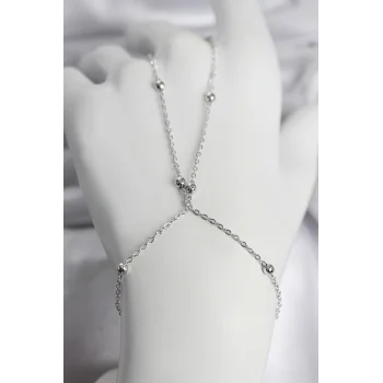 316L Çelik Gümüş Renk Top Zincirli Kadın Şahmeran