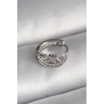 316L Çelik Gümüş Renk Zirkon Taşlı Ay Yıldız Model Tragus Piercing