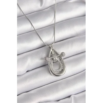 316L Çelik Gümüş Renk Zirkon Taşlı Damla Model Kadın Kolye