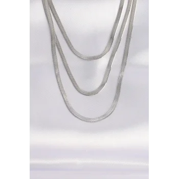 316L Çelik İtalyan Zincir Gümüş Renk Çoklu Kolye
