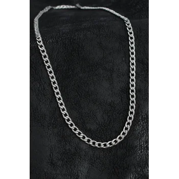 316L Çelik Kalın Klasik Zincir Model Gümüş Renk Erkek Kolye