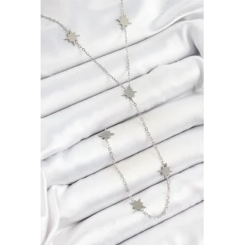 316L Çelik Kutup Yıldızı Figürlü Y Model Gümüş Renk Kadın Kolye