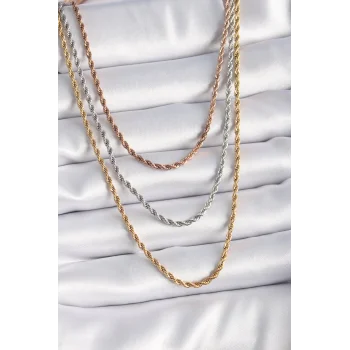 316L Çelik Mix Renk Burgu Zincir Model Kadın Kolye