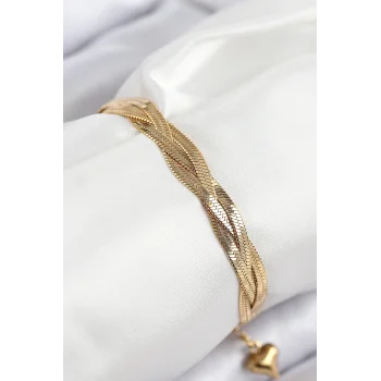 316L Çelik Örgü İtalyan Zincir Model Gold Renk Kadın Bileklik