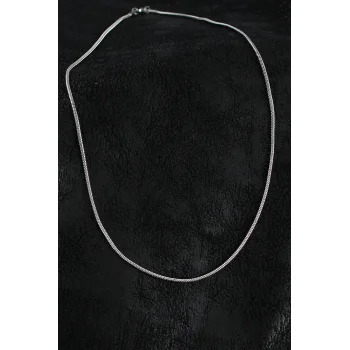 316L Çelik Örme Zincir Model Gümüş Renk Erkek Kolye