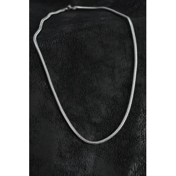 316L Çelik Oval İtalyan Zincir Model Gümüş Renk Erkek Kolye