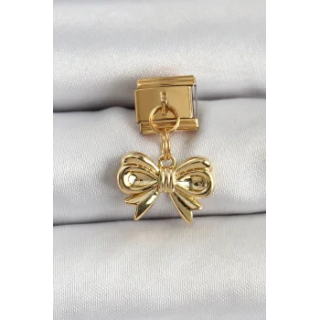316L Çelik Sallantılı Fiyonk Model Gold Renk Nomination Charm