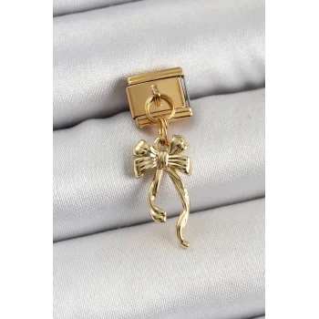 316L Çelik Sallantılı Uzun Fiyonk Model Gold Renk Nomination Charm