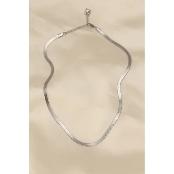 316L Çelik Silver Renk 45 cm İtalyan Zincir Model Kadın Kolye