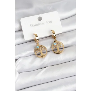 316L Çelik Yaşam Ağacı Model Kadın Küpe