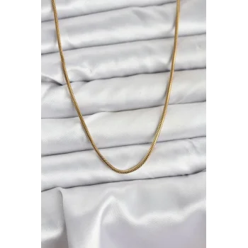 316L Çelik Zincir Gold Renk 60 cm Yılan Zincir Kadın Kolye