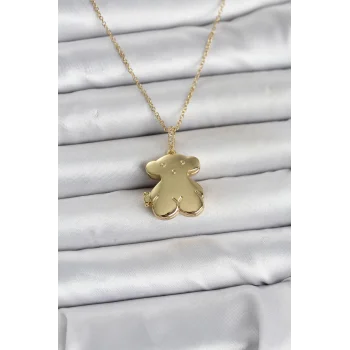 316L Çelik Zincir Gold Renk Ayıcık Model Açılabilir Kadın Kolye