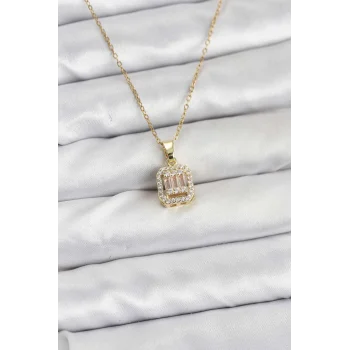 316L Çelik Zincir Gold Renk Baget Model Kadın Kolye