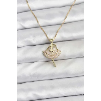 316L Çelik Zincir Gold Renk Balerin Model Kadın Kolye