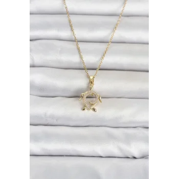 316L Çelik Zincir Gold Renk Caretta Caretta Model Kadın Kolye