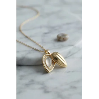 316L Çelik Zincir Gold Renk Damla Tomurcuk Model Kolye