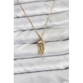 316L Çelik Zincir Gold Renk Deniz Anası Model Zirkon Taşlı Kadın Kolye