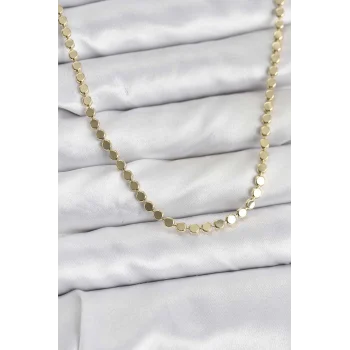 316L Çelik Zincir Gold Renk Ezme Zincir Model  45 cm Kadın Kolye