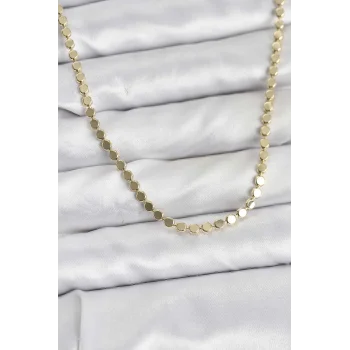 316L Çelik Zincir Gold Renk Ezme Zincir Model  45 cm Kadın Kolye