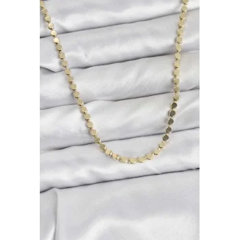 316L Çelik Zincir Gold Renk Ezme Zincir Model 65 cm Kadın Kolye