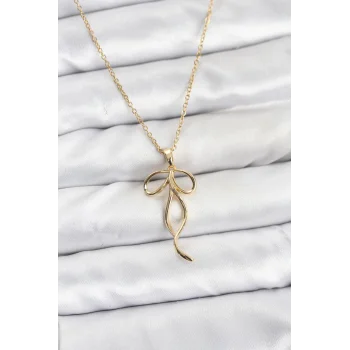 316L Çelik Zincir Gold Renk Fiyonk Model Kadın Kolye