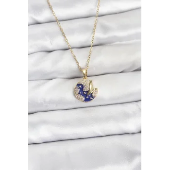 316L Çelik Zincir Gold Renk Gece Model Zirkon Taşlı Kadın Kolye