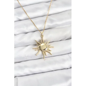 316L Çelik Zincir Gold Renk Güneş Model Kadın Kolye