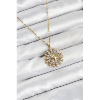 316L Çelik Zincir Gold Renk Güneş Model Kadın Kolye
