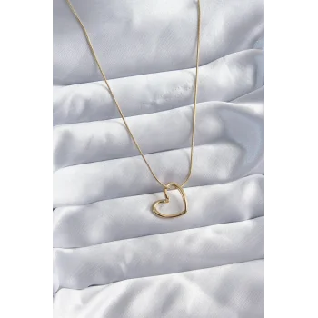 316L Çelik Zincir Gold Renk Kalp Model Kadın Kolye