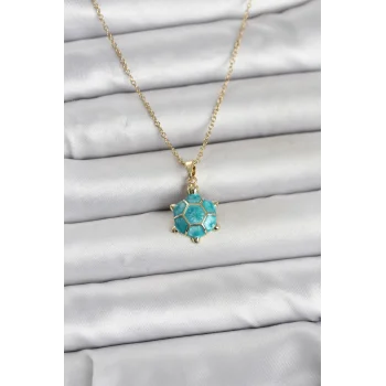 316L Çelik Zincir Gold Renk Kaplumbağa Model Kadın Kolye