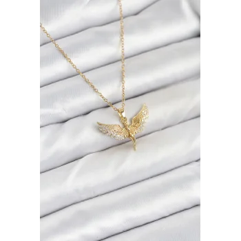 316L Çelik Zincir Gold Renk Melek Model Kadın Kolye